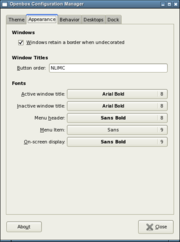 Appearance options